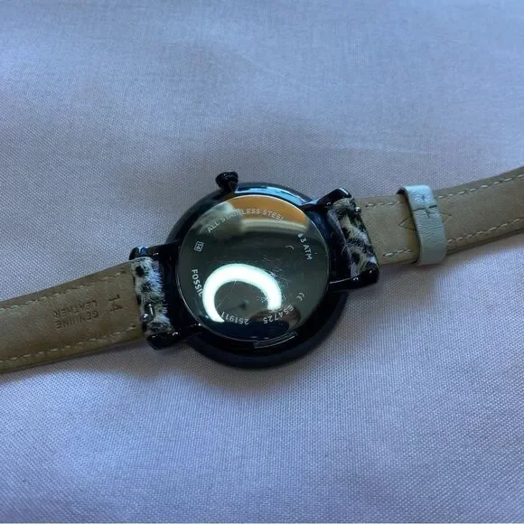FOSSIL Women's Jacqueline Animal Print Leather Strap Watch 36mm